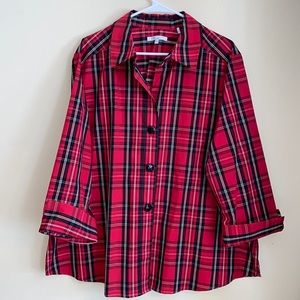 Foxcroft Red Plaid Women’s Button Down Top  20 W